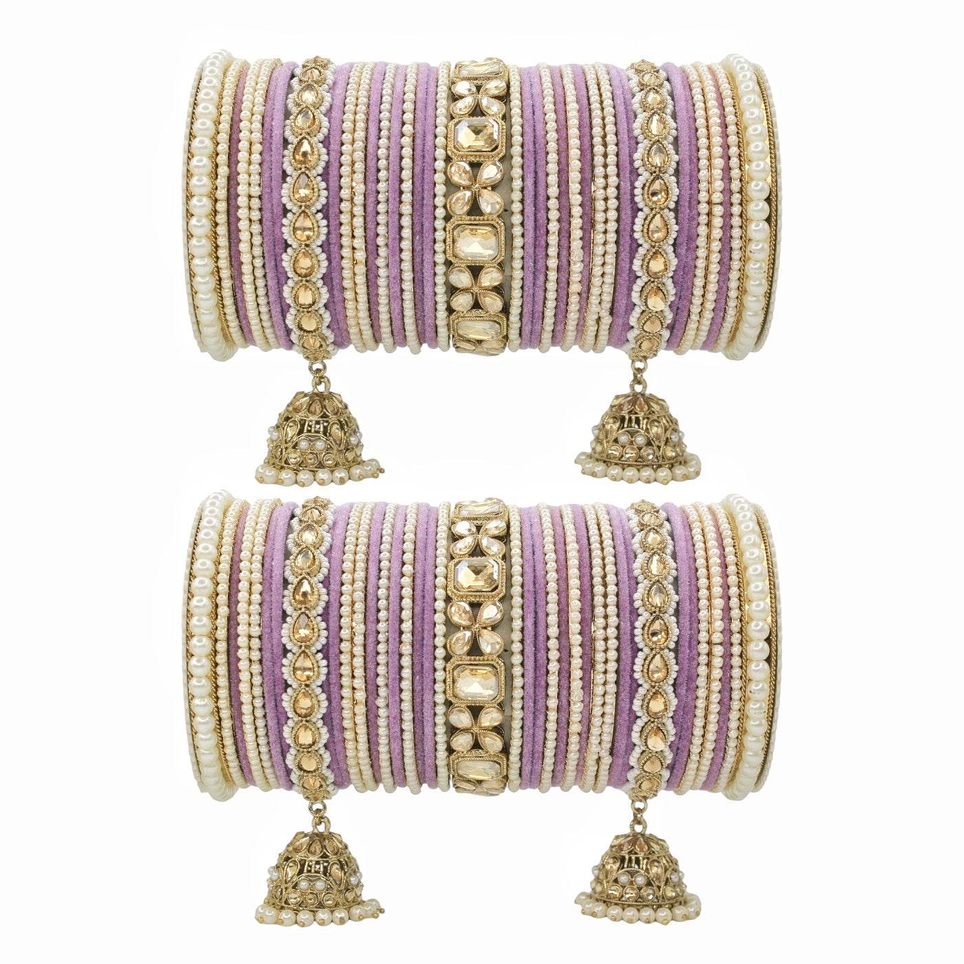 Jhumki Bangle set with Pearl Kadas for two hands by T4 Jewels - T4 Jewels