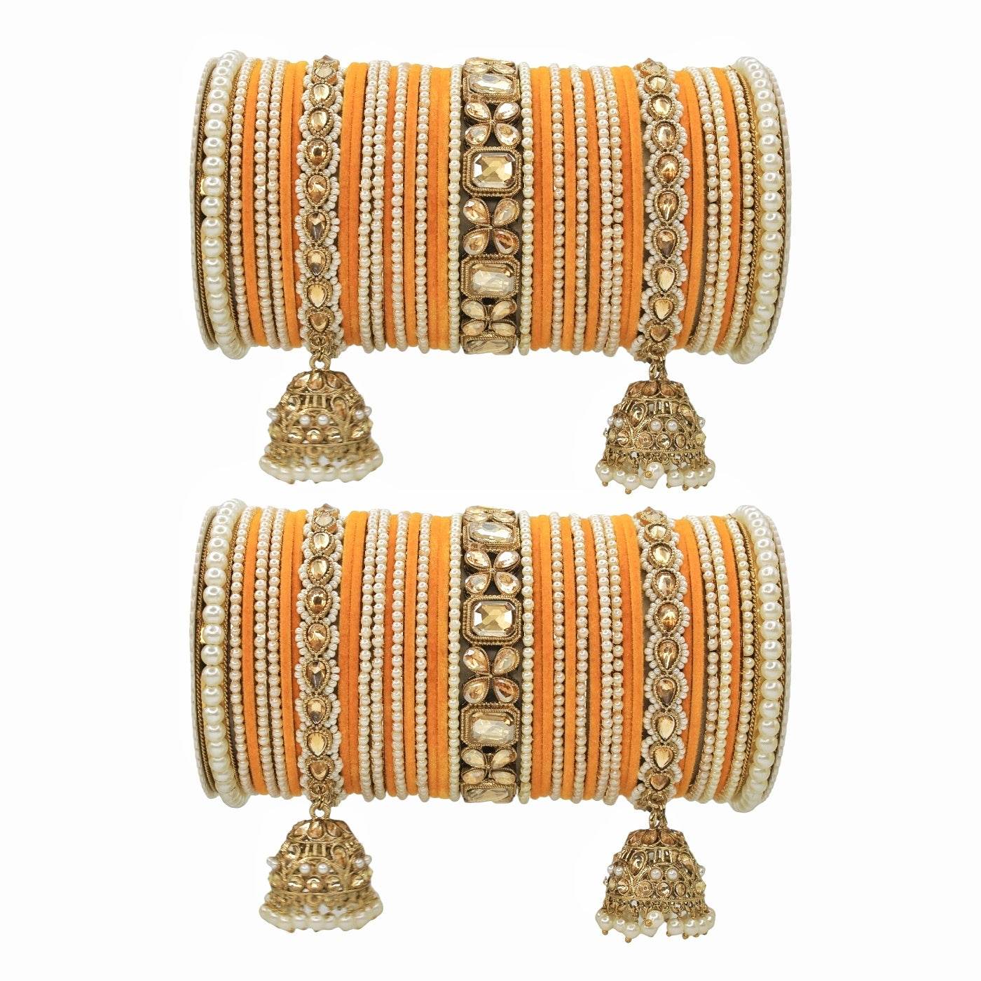 Jhumki Bangle set with Pearl Kadas for two hands by T4 Jewels - T4 Jewels