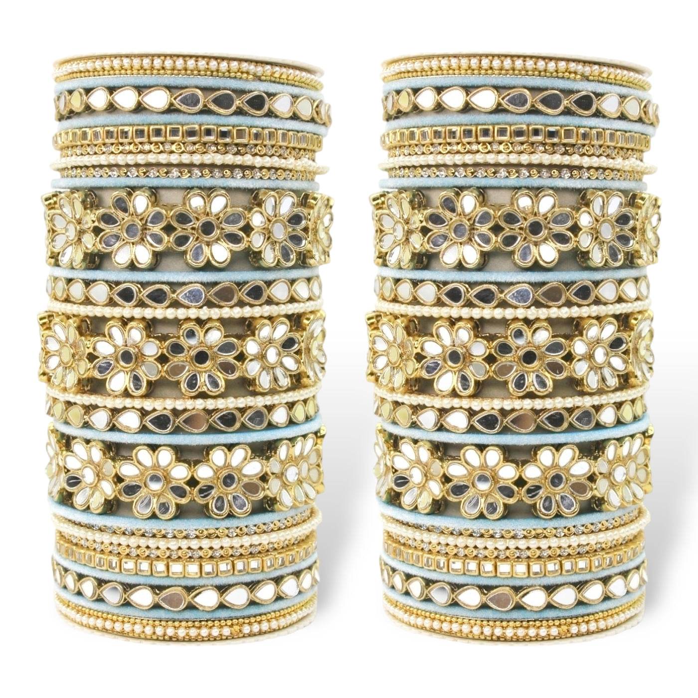 Mirrored Bridal Bangle Set with Silk thread Bangles by T4 Jewels Surf T4 Jewels