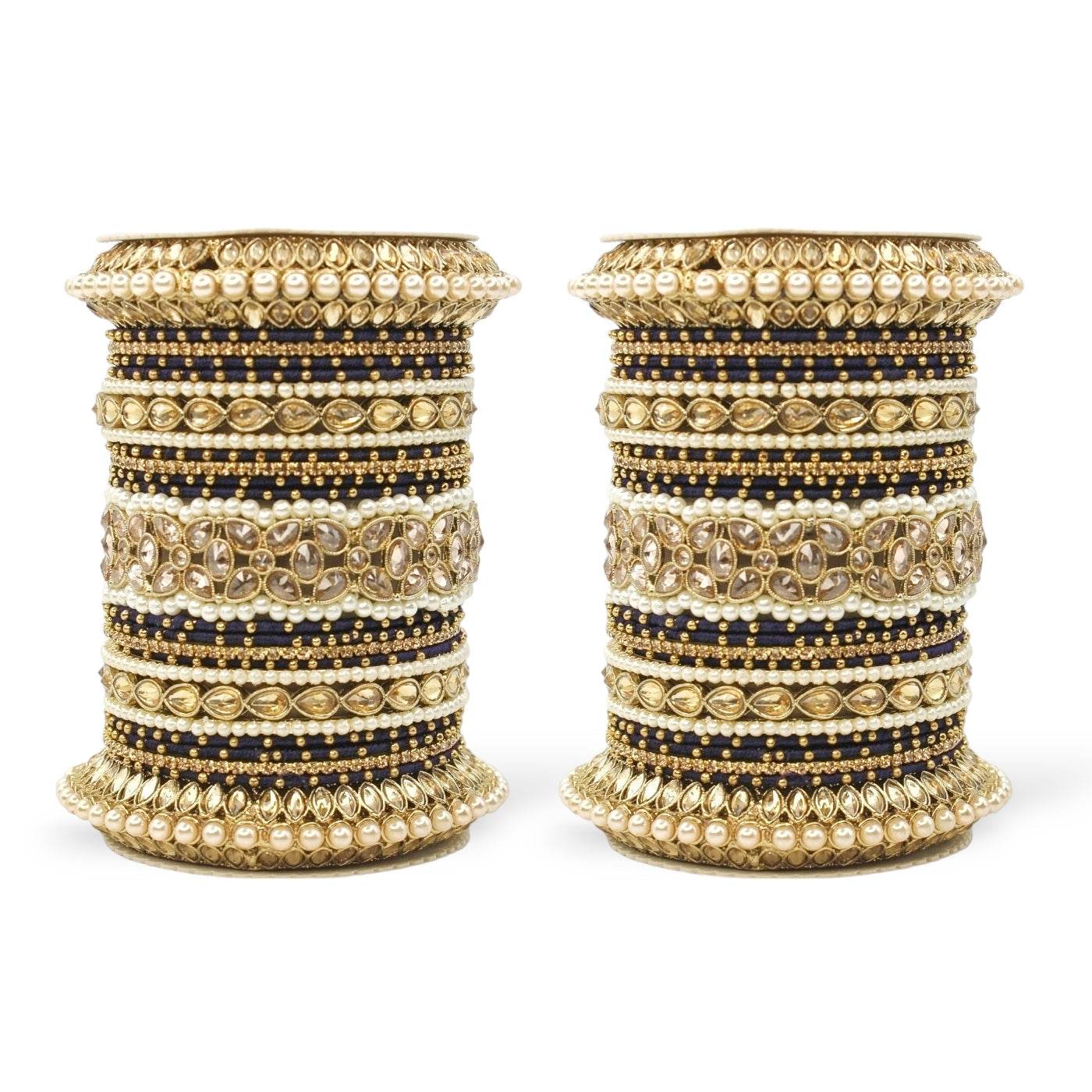 Beautiful Bridal Bangle Set with Pacheli Kada by T4 Jewels Black T4 Jewels