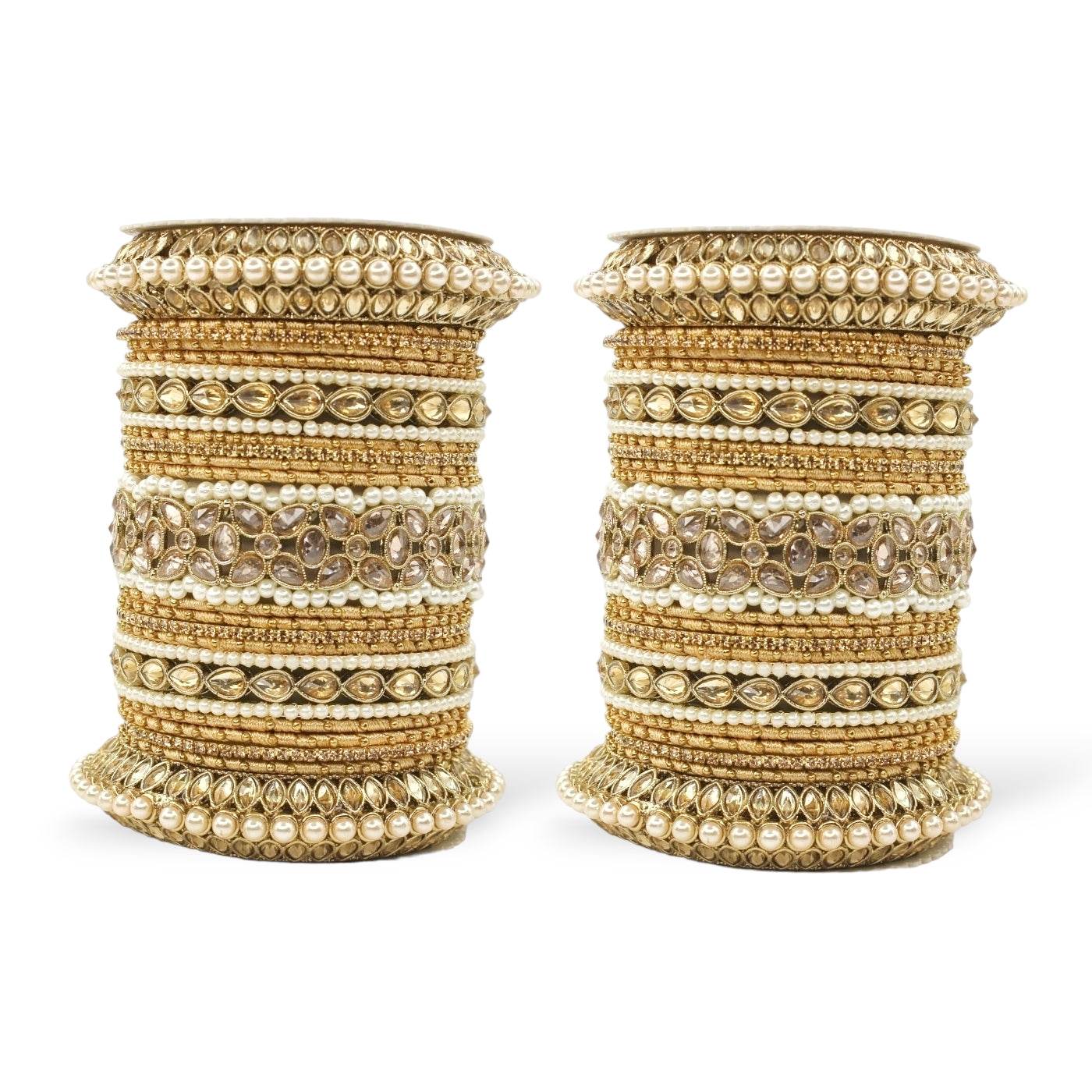 Beautiful Bridal Bangle Set with Pacheli Kada by T4 Jewels Golden T4 Jewels