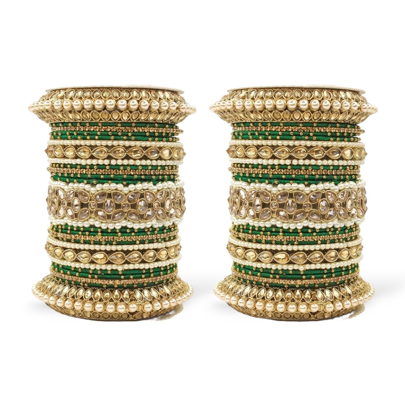 Beautiful Bridal Bangle Set with Pacheli Kada by T4 Jewels Green T4 Jewels