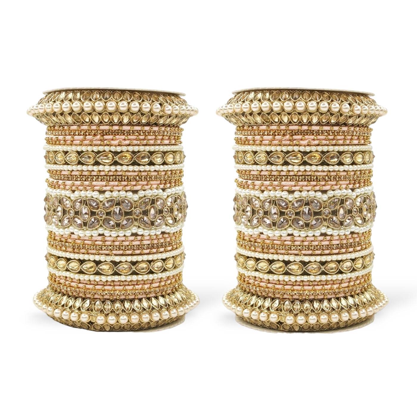 Beautiful Bridal Bangle Set with Pacheli Kada by T4 Jewels Peach T4 Jewels