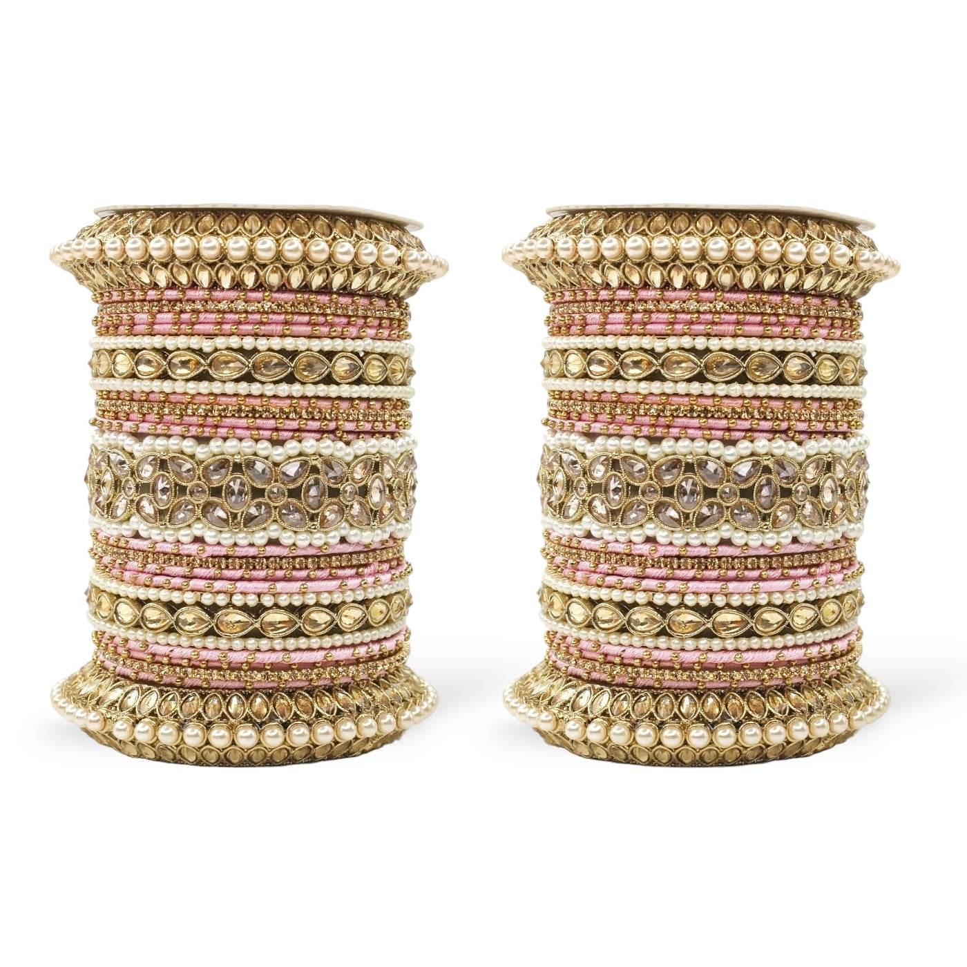 Beautiful Bridal Bangle Set with Pacheli Kada by T4 Jewels Pink T4 Jewels
