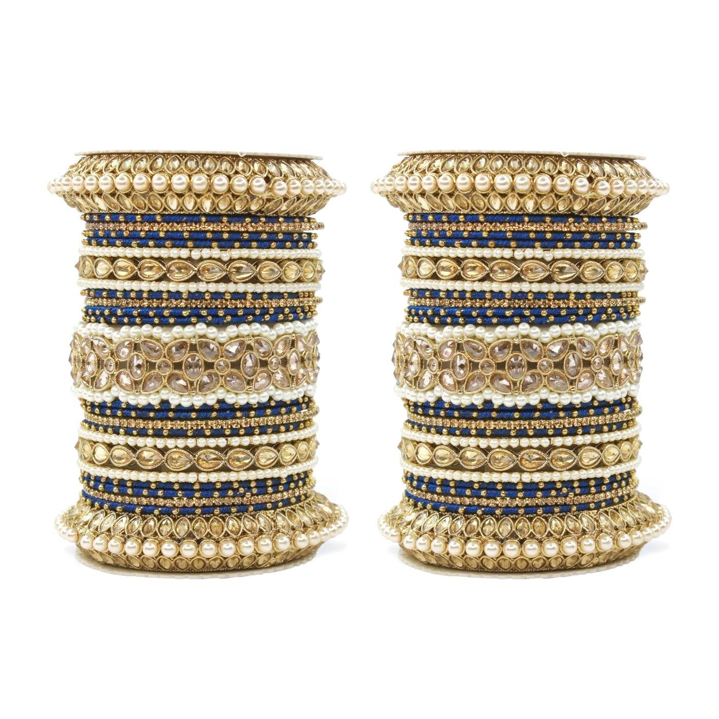Beautiful Bridal Bangle Set with Pacheli Kada by T4 Jewels Royal blue T4 Jewels