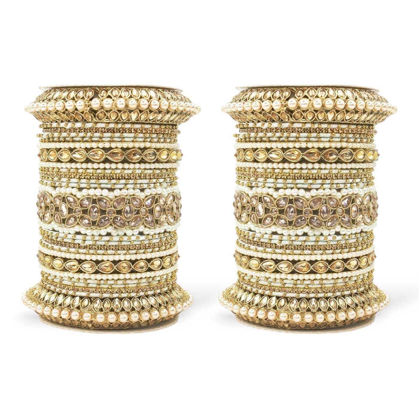 Beautiful Bridal Bangle Set with Pacheli Kada by T4 Jewels White T4 Jewels