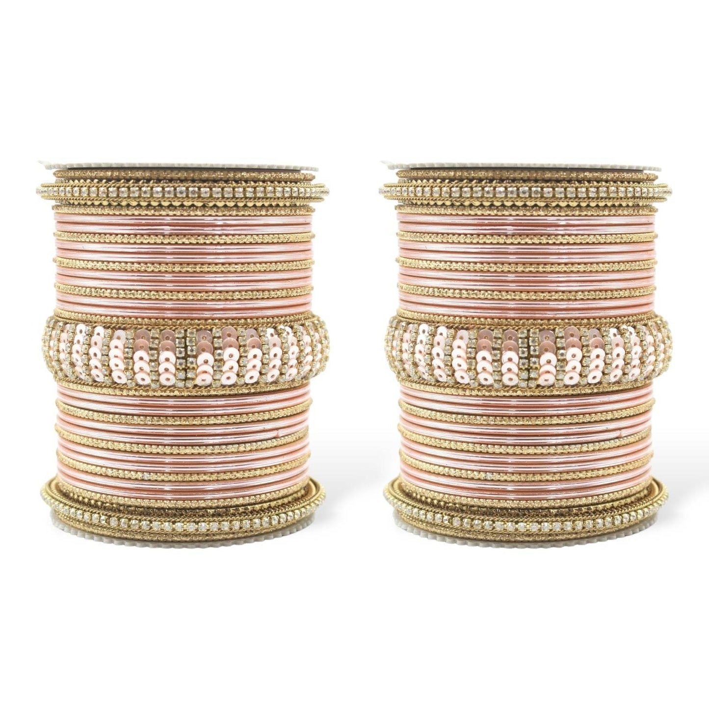Beautiful Partywear Bangle set with Sequence Work Peach T4 Jewels