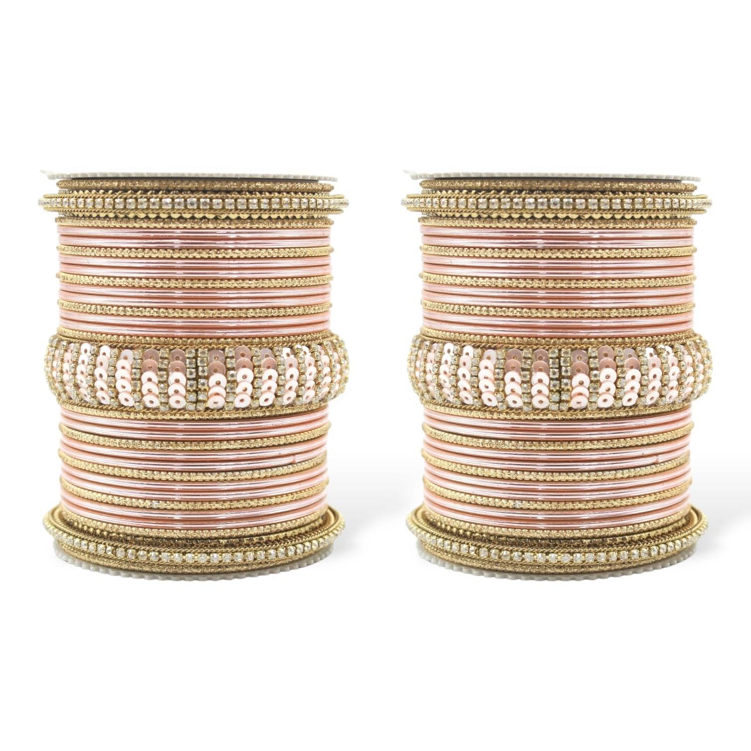 Beautiful Partywear Bangle set with Sequence Work Peach T4 Jewels