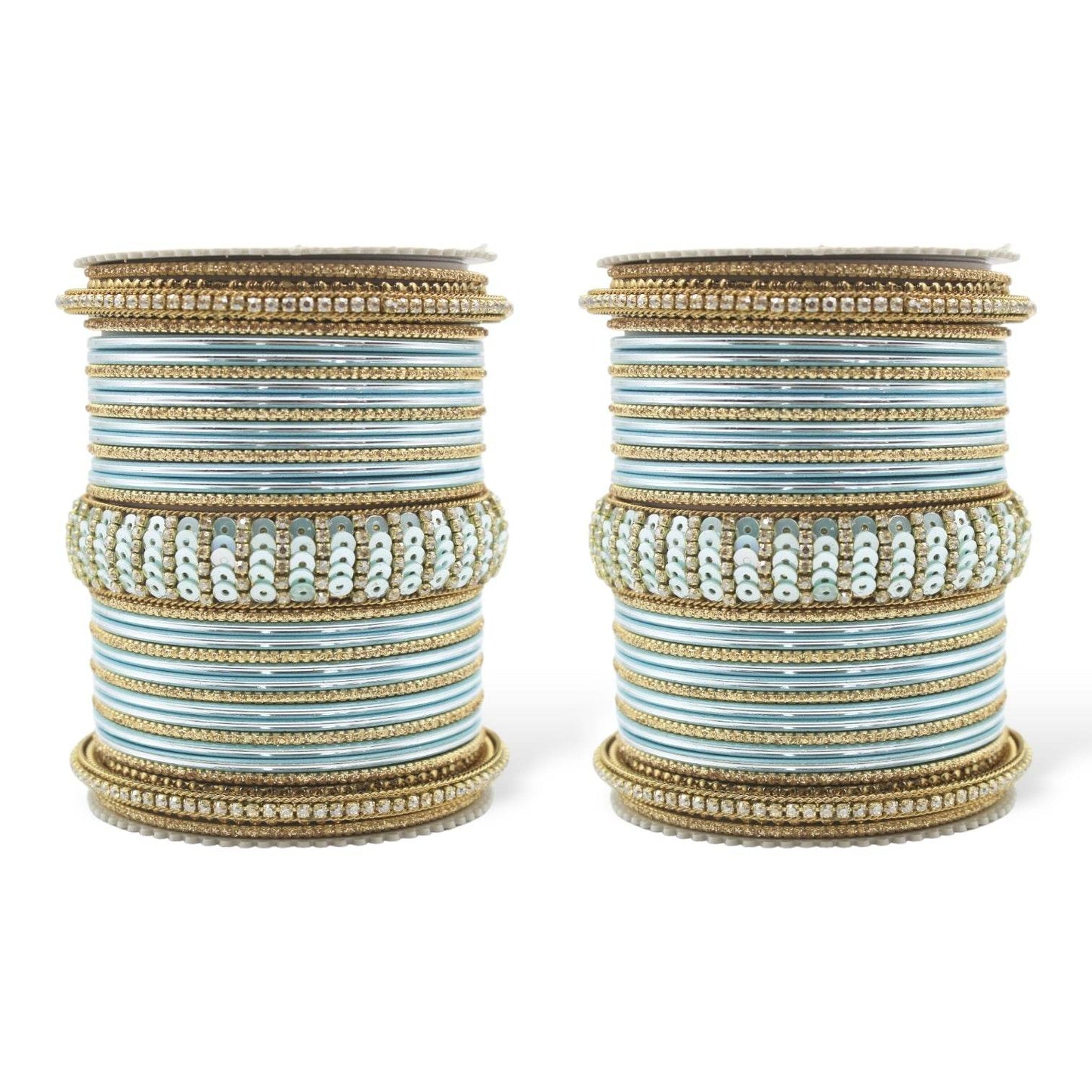 Beautiful Partywear Bangle set with Sequence Work Sky blue T4 Jewels