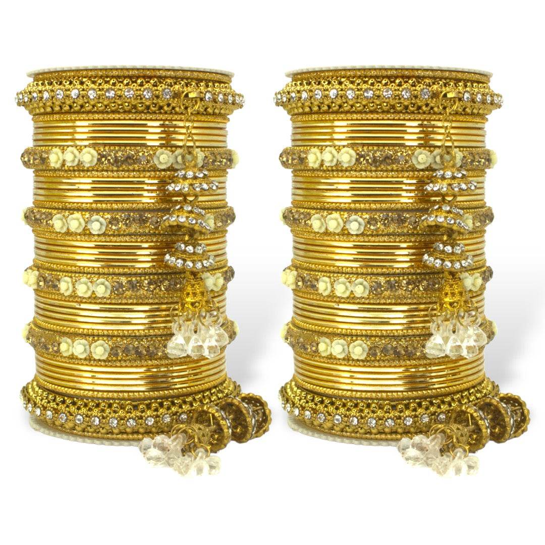 Antique Jhumki Latkan Bangle set for two hands by T4 Jewels Golden T4 Jewels
