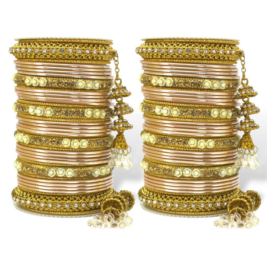 Antique Jhumki Latkan Bangle set for two hands by T4 Jewels Pink T4 Jewels
