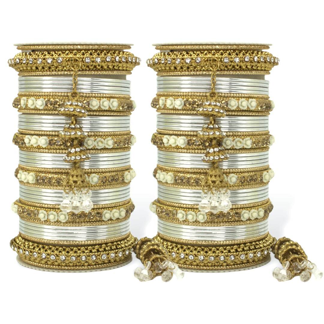 Antique Jhumki Latkan Bangle set for two hands by T4 Jewels Silver T4 Jewels