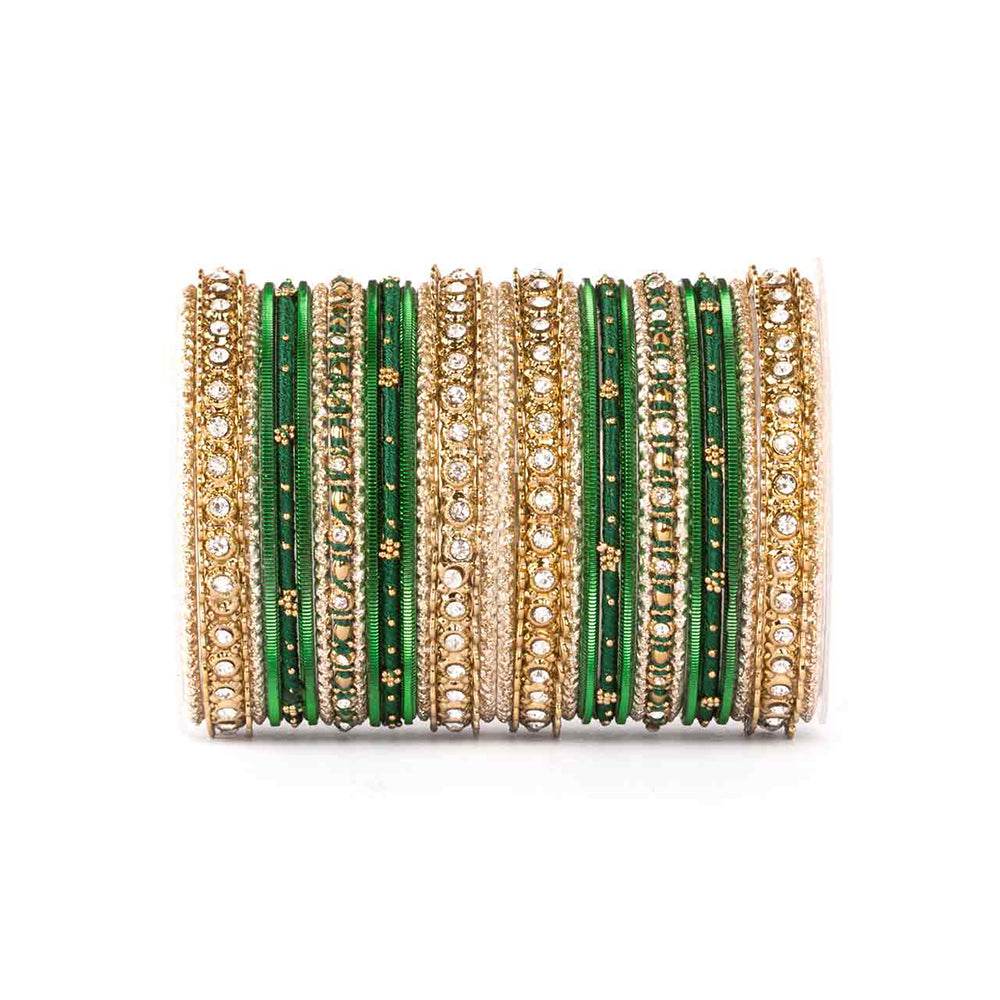 Elegant Colored Thread Bangle Set Green T4 Jewels