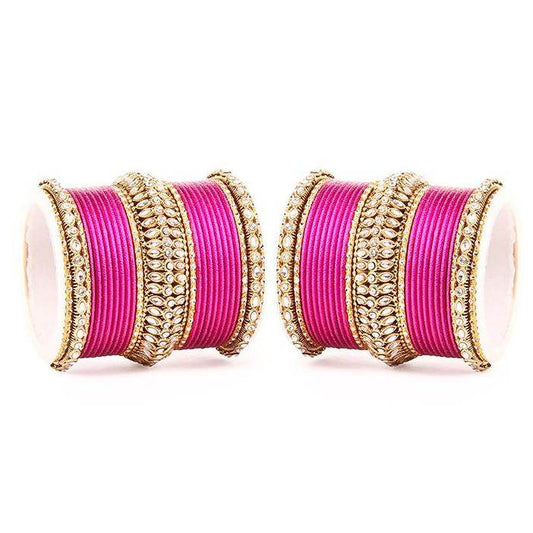 Set of 2 Bridal Kundan Bangle Set Pink T4 Jewels