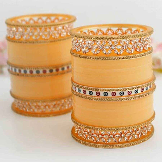 T4 Jewels Peach Color American Diamond Bridal Chuda-Available In All Sizes (CH14Z)