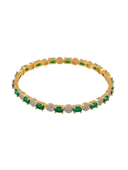 Set of 2 Emerald Green AD Handcrafted Classic Bangles (AD-0015) - T4 Jewels
