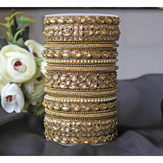 Traditional Mirror Bangle Set with Jhumki by T4 Jewels Golden T4 Jewels
