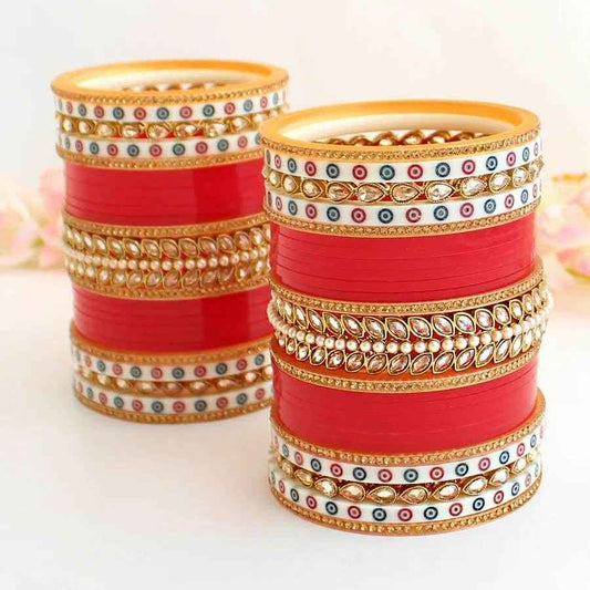 T4 Jewels Red Color Premium Bridal Chuda -Availbale In All Sizes (CH16Z)