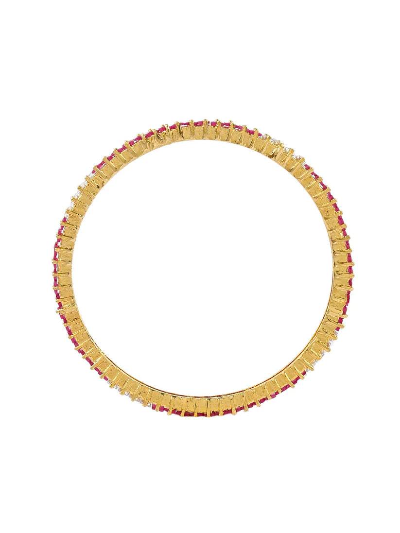 Set of 2 Faux Ruby American Diamond Bangles For Women(AD-0016) T4 Jewels