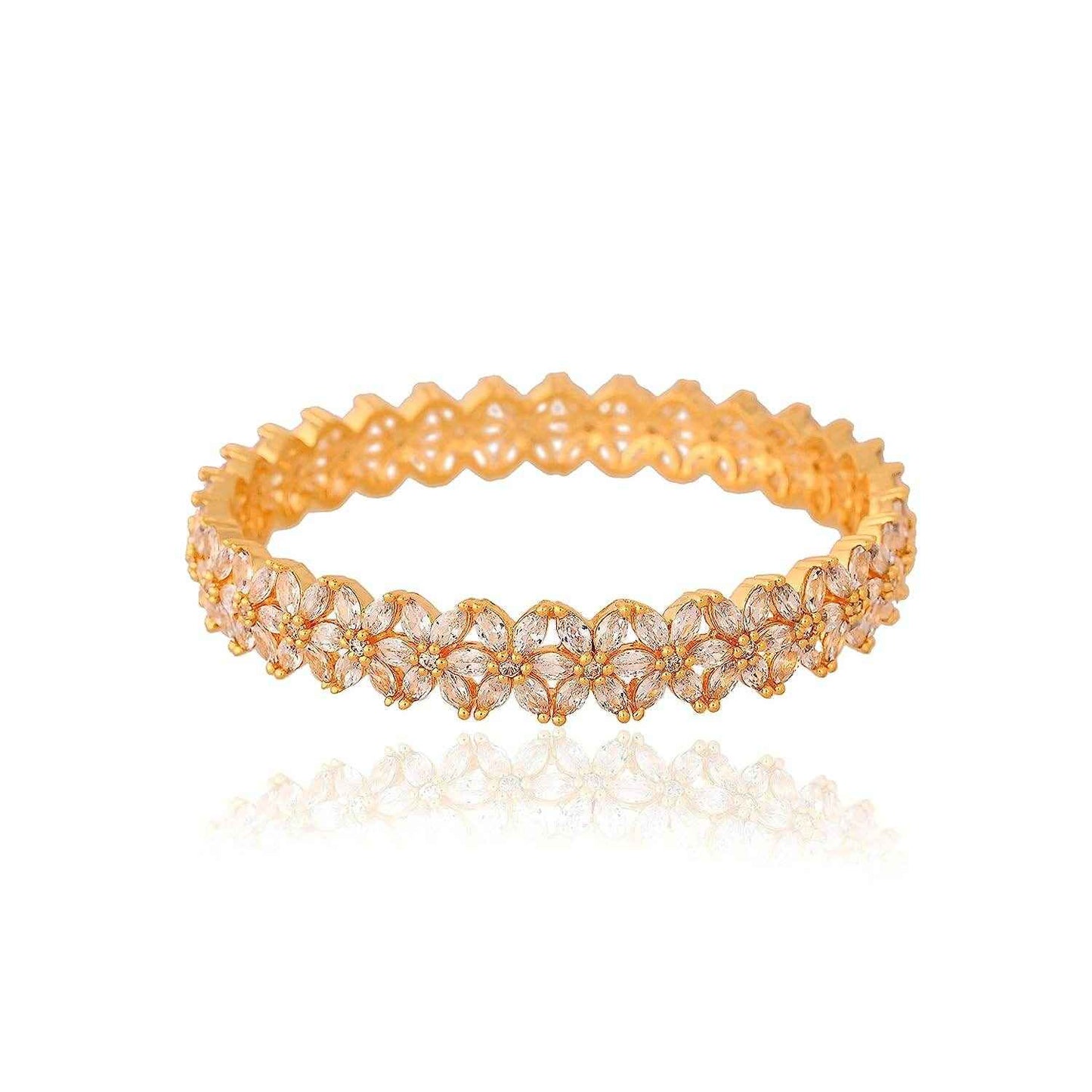 Trending American Diamond Gold Plated Bangle Kada Set For Women & Girls (Set Of 2)