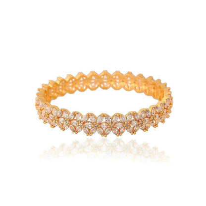 Trending American Diamond Gold Plated Bangle Kada Set For Women & Girls (Set Of 2)