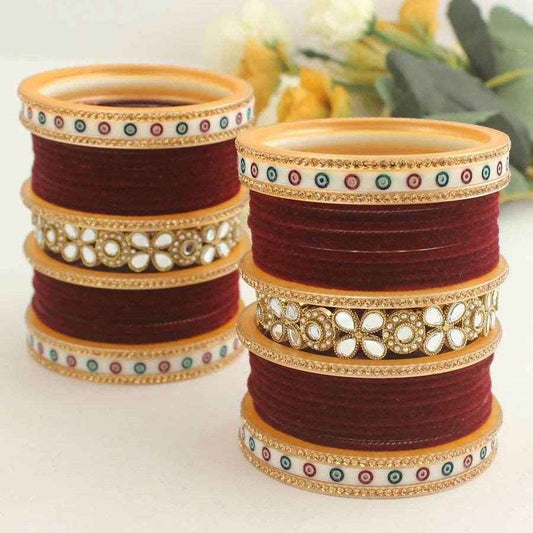 T4 Jewels Maroon Color Premium Bridal Chuda -Availbale In All Sizes (CH19Z)