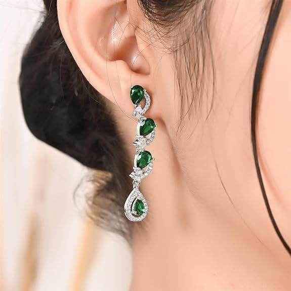 T4 Jewels Green Color American Diamond Necklace