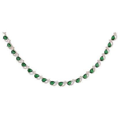 T4 Jewels Green Color American Diamond Necklace T4 Jewels