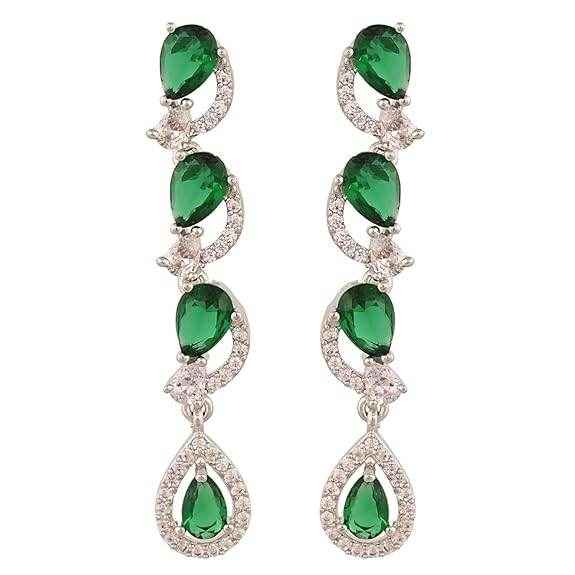 T4 Jewels Green Color American Diamond Necklace