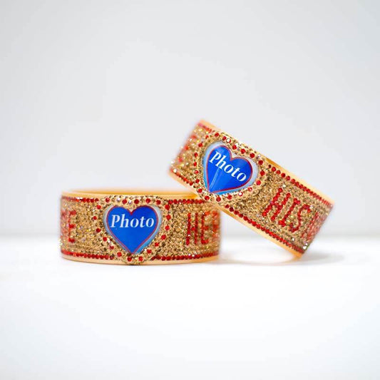 Personalized Couple Photo and Name Bangles 2.11 T4 Jewels