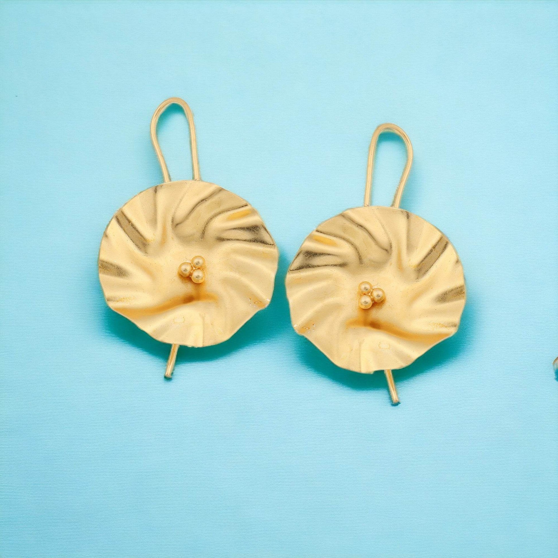 Pretty Matte Gold Finish Earrings for partywear - T4 Jewels