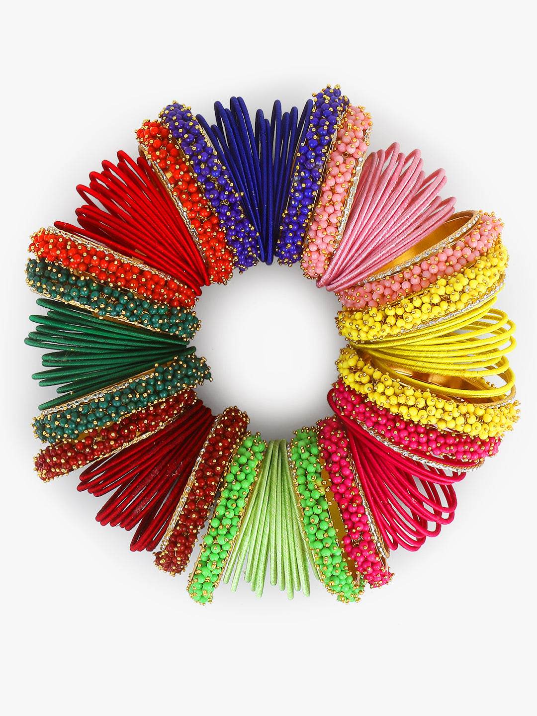 Bangle Bunch with Gajra Kada and Velvet Bangles (8 Colours) BANGLES BY T4 Jewels
