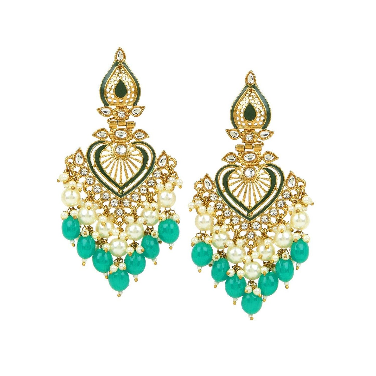 Jhumki Earring with Meenakari by T4 Jewels Green T4 Jewels