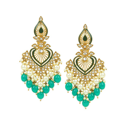Jhumki Earring with Meenakari by T4 Jewels Green T4 Jewels