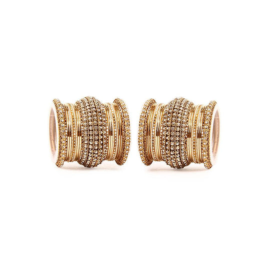 Set of 2 Colored Chakri Shining Bangle Set Golden T4 Jewels