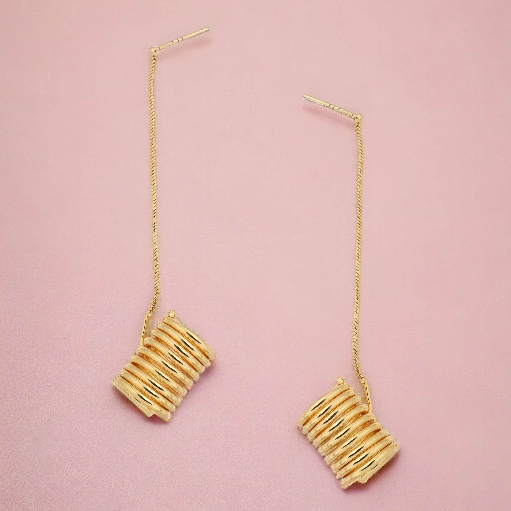 Matte Gold Finish Long drop wire design Earrings - T4 Jewels