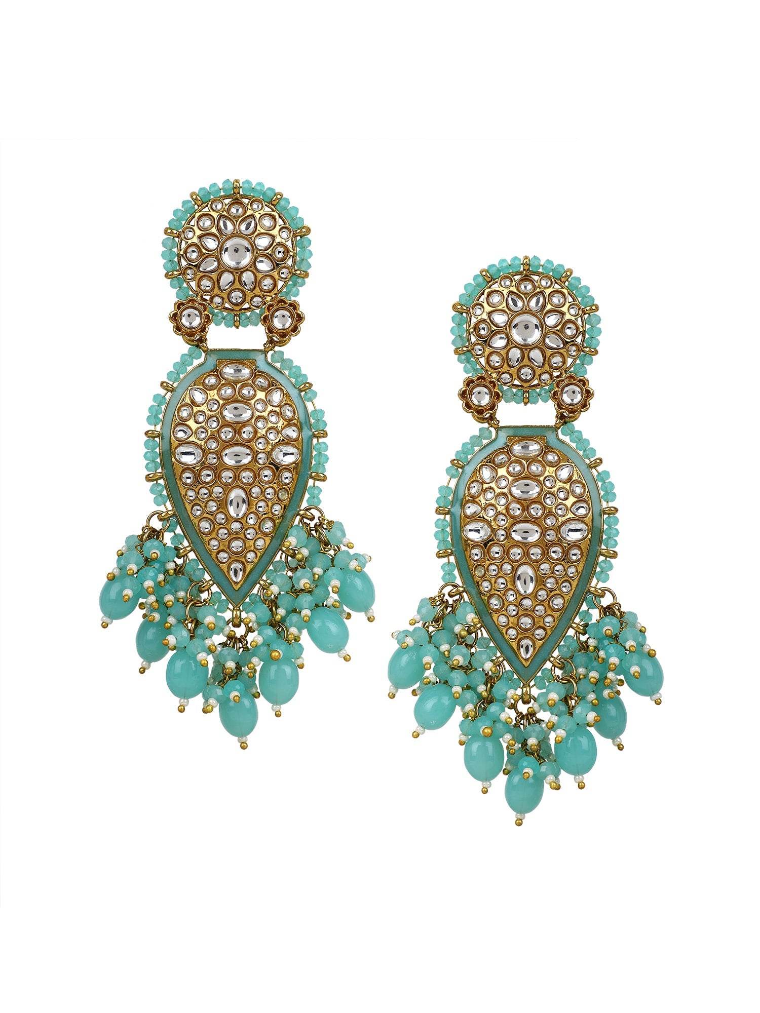 Jhumki Earring with kundan work by T4 Jewels Sea green T4 Jewels
