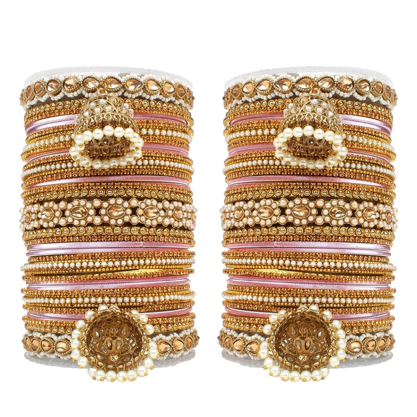 Set of 2 Rich Texture bangle set with Jhumki Borders by T4 Jewels T4 Jewels