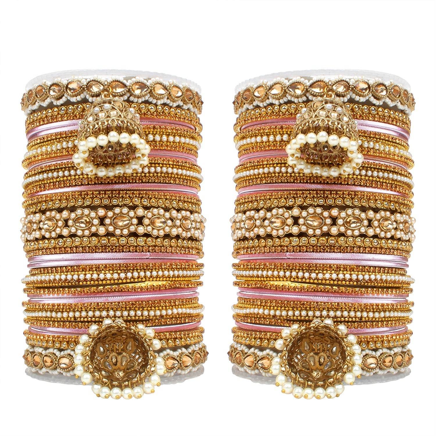 Set of 2 Rich Texture bangle set with Jhumki Borders by T4 Jewels T4 Jewels