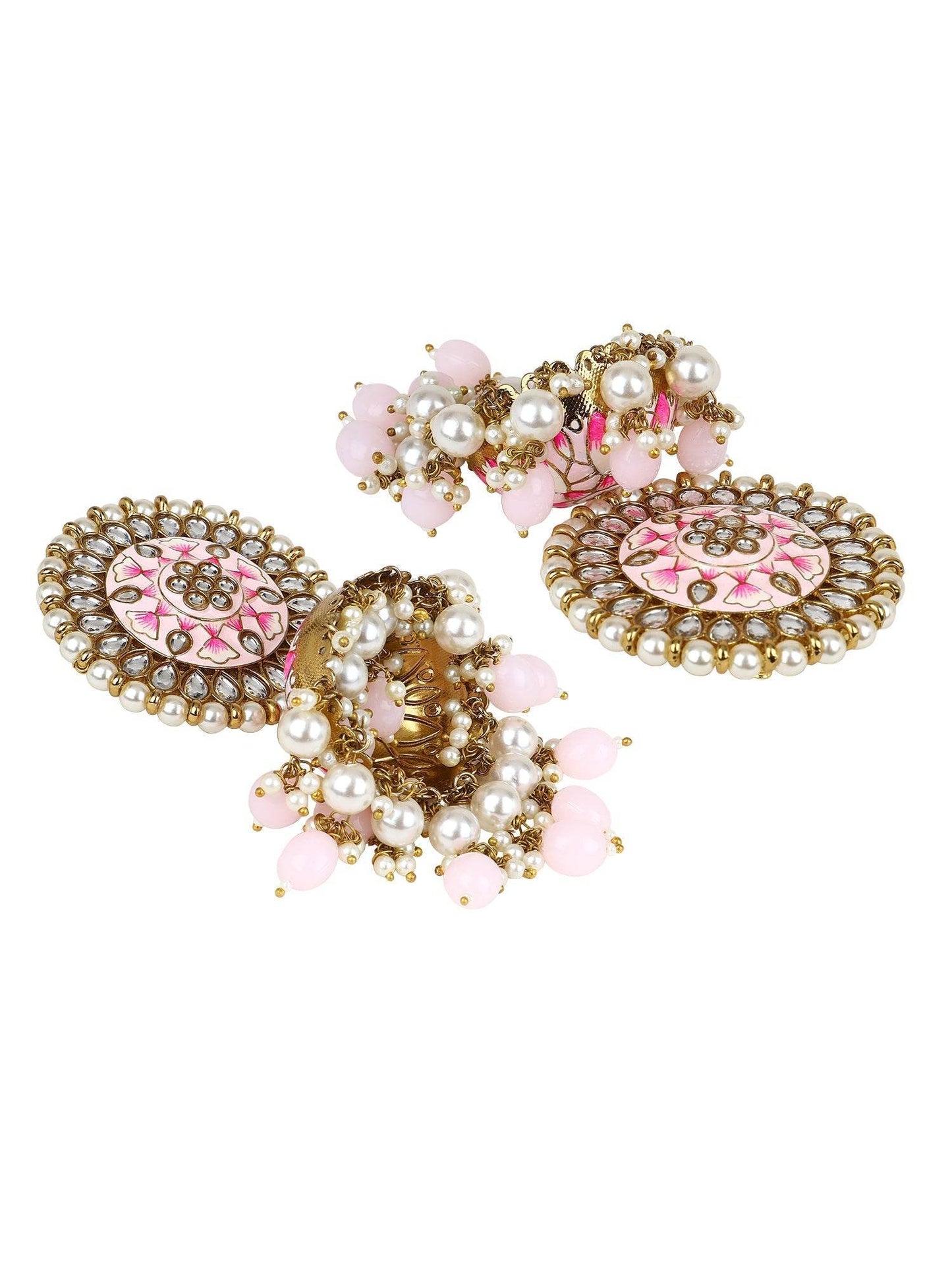 Meenakari Earrings with Kundan Pearl & Jhumka by T4 Jewels T4 Jewels