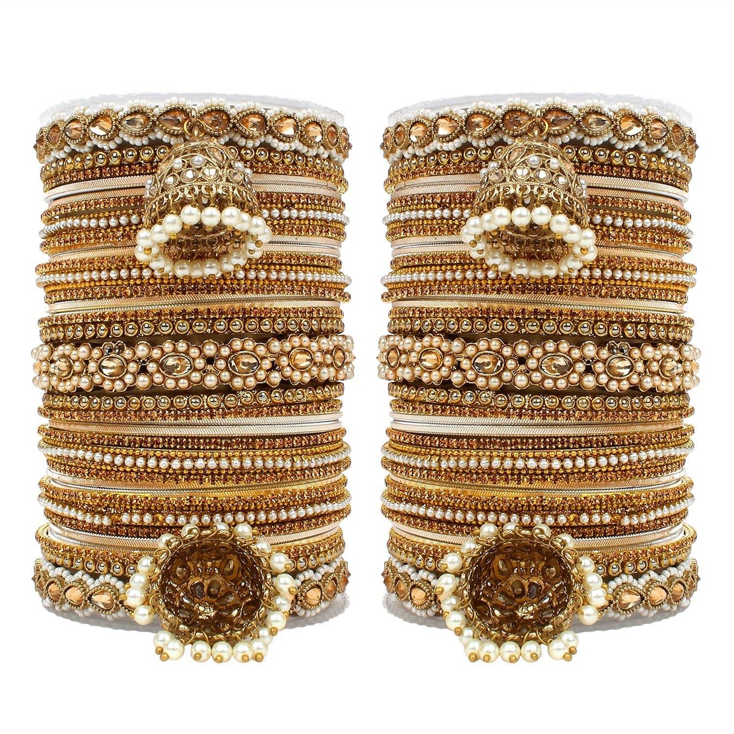 Set of 2 Rich Texture bangle set with Jhumki Borders by T4 Jewels Earth T4 Jewels