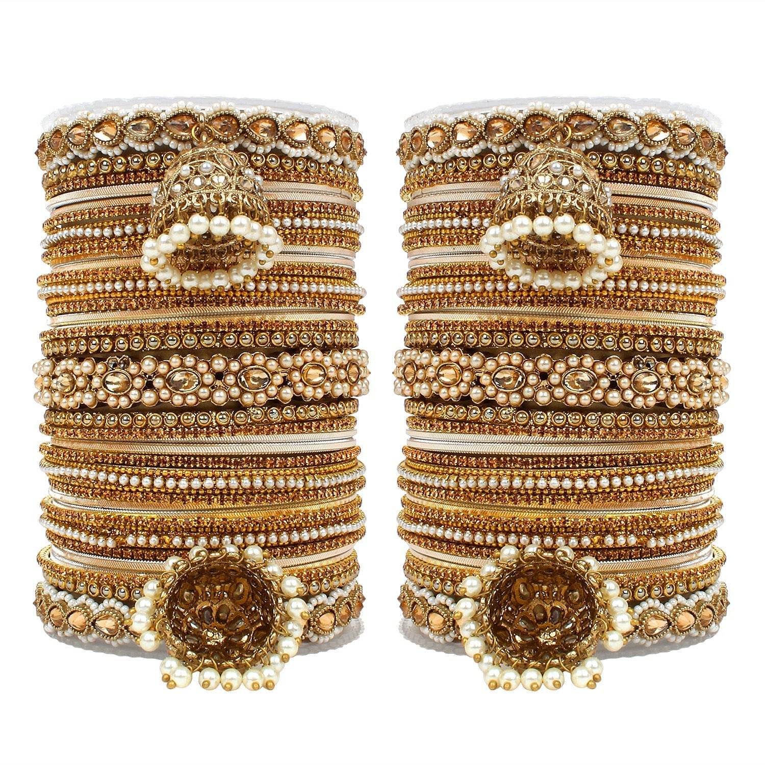 Set of 2 Rich Texture bangle set with Jhumki Borders by T4 Jewels Earth T4 Jewels
