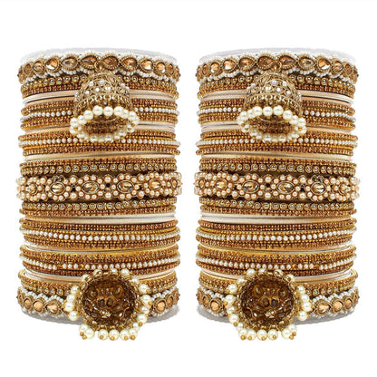 Set of 2 Rich Texture bangle set with Jhumki Borders by T4 Jewels Earth T4 Jewels