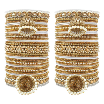 Set of 2 Rich Texture bangle set with Jhumki Borders by T4 Jewels Silver T4 Jewels