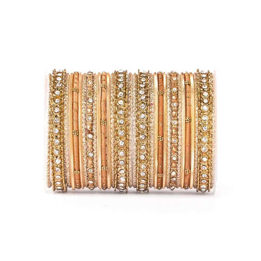 Elegant Colored Thread Bangle Set All Golden T4 Jewels