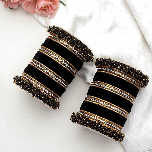 Set of 2 Fancy Bridal Bangle sets by T4 Jewels Black T4 Jewels