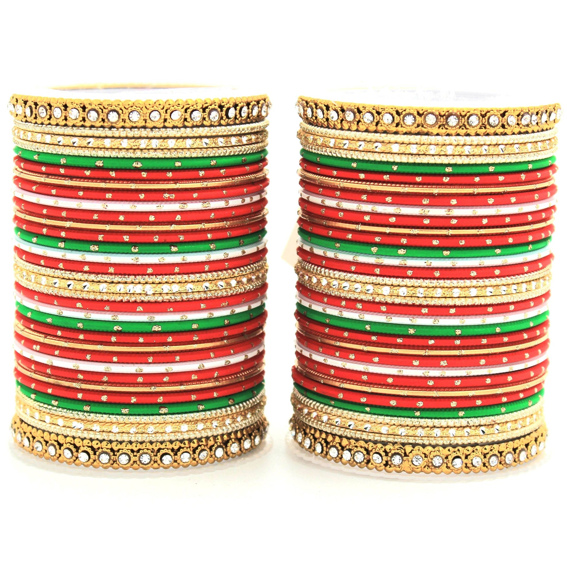 Set of 2 Traditional Partywear bangle sets for women by T4 Jewels Red-Green T4 Jewels