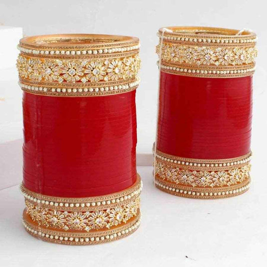 T4 Jewels Bridal Chuda With White Kada & Patti-Availbale In Many Colors (CH2Z)