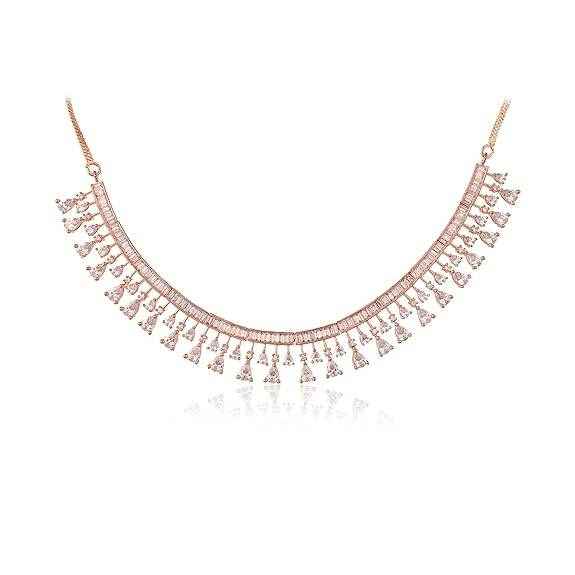 T4 Jewels Rose Gold American Diamond Necklace