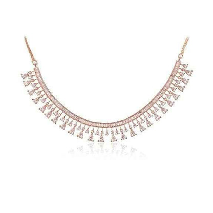 T4 Jewels Rose Gold American Diamond Necklace